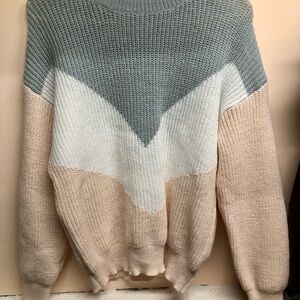 Elegant Tri-Tone Knit Sweater